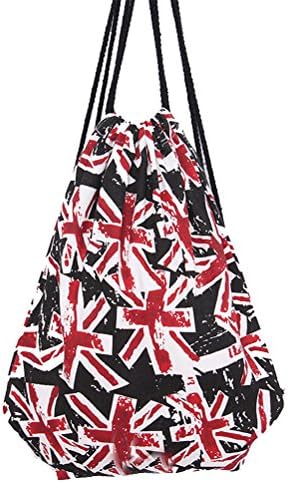 Hxhdbao Flag Style Retro vintage Canvas Drawstring Sports Backpack Bag Portable Sackpack gymsack Shopping Backpack for Sport Gym Beach