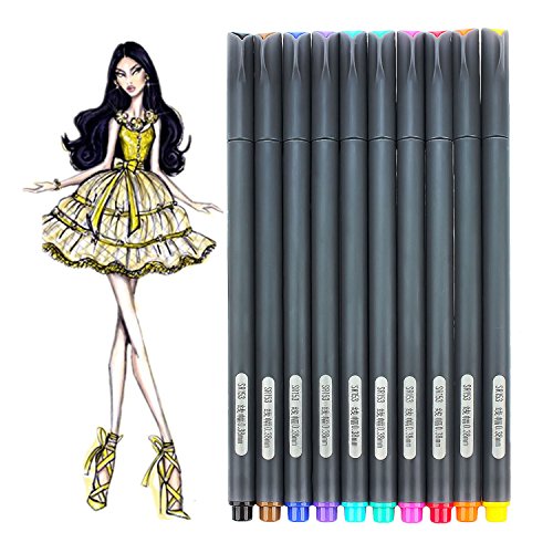 Taotree Fineliner Stifte Set mit 10 brillanten Farben Superfeine Linienbreite ca. 0.38 mm für Zeichnung Bullet Journal Geheimer Garten Malbuch und entspanntes Schreiben und Malen - 5