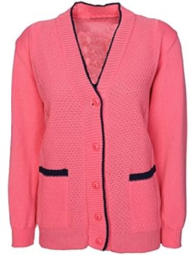 Nuova maglia da donna Classico cardigan donna a maglia manica lunga Aran tipo nonno Jacquard anteriore, misura...