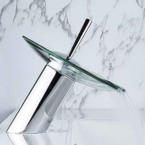 Einhand-Runde Glasauslauf Wasserfall Waschbecken Wasserhahn Chrom-Finish Badewanne Mischer-Hahn-Toilette Vanity Armaturen - 6