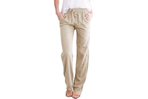 Cegerne Pantalones de Lino para Mujer Pantalones Largos Ligeros de Verano Muselina Medieval Loose Fit Casual