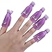10Pcs Plastic Acrylic Nail Art Soak Off Clip Cap UV Gel Polish Remover Wrap Nail Tool (Purple)