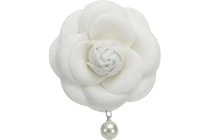 HEVIBK Camellia Blumenbroschen, Vintage Stoffblumenbroschen mit künstlichen Perlen, elegante florale Anstecknadeln für Damen, Hut, Kleid, Hemd, Krawatte, Corsage, Lila