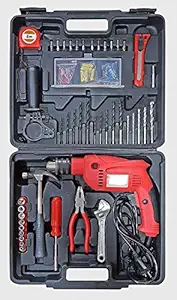 KUMAKA Powerful Drill Machine with Drill Tool Set - 350W - 2800 RPM - 13 mm Power & Hand Tool Kit (20 Tools) with 101 Accessories (Multicolour)