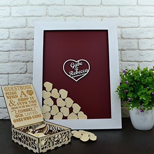 Personalized Guest Book Wedding Guest Book Ideas Wedding Decor Wedding Book Guest 40x50 CM With 150 Pcs Wooden Hearts
