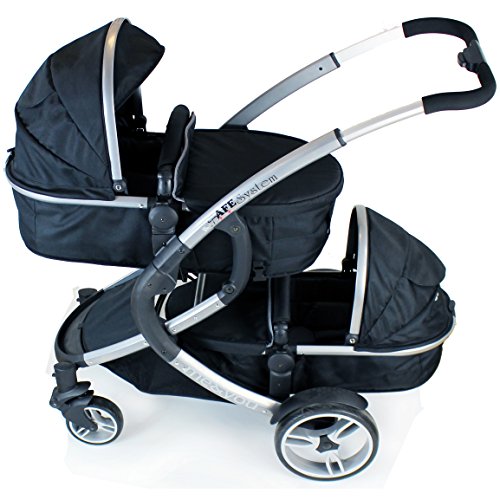 iSafe Tandem Pram me&you - Black (Black) + All Raincovers
