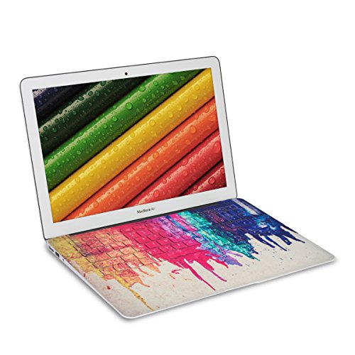kwmobile Tastatur Aufkleber QWERTZ für Apple MacBook Air 13" (Modelle ab Mitte 2011) mit Regenbogen laufende Farbe Design in Mehrfarbig Rot Beige Tastaturschutz Folie Sticker Skin