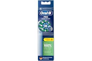 Oral-B Pro CrossAction Electric Toothbrush Brush, Pack of 6, Superior Teeth Cleaning with Innovative X-Shaped Bristles, Original Oral-B Toothbrush attachment, made in Germany, white