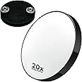 STEK 20x Travel Magnifying Mirror with Two Suction Cups, Pocket Make Up Cosmetic Vanity Mirror for Tweezing Shaving & Eye Makeup, Professional Magnified Vanity Handy Pocket Mirror Eyebrow for Women