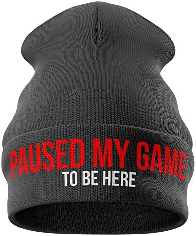 Purple Print HouseGifts for Gamers - Paused My Game to be here Funny Beanie Hat - Gamer Gifts Gifts for him Gaming Gifts