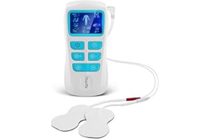 Auxoliev electroestimulador muscular,magnetoterapia portatil fisioterapia,TENS EMS para terapia de alivio del dolor con masajeador-NO Recargable -8 Modos, 4 Electrodos, 50 Niveles de Intensidad