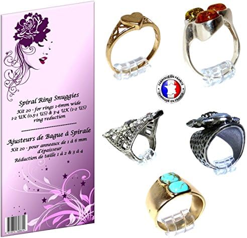 20 Spiral Ring Snuggies - Assorted for ring bands 1-6mm wide. Reduce by 1-2 UK and 3-4 UK sizes
