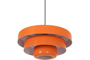 B·LED BARCELONA LED Hängelampe "MACARRON" Bauhaus-Stil, 3-lagiger Metallschirm, höhenverstellbar, E27-Fassung, moderne Deckenleuchte für Wohnzimmer, Esszimmer, Schlafzimmer, Restaurants und Hotels (Orange)