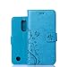 Produktbild LG K8 (2017) Hülle, LG K8 (2017) Schutzhülle, Alfort Carving Lederhülle Premium PU Leder Tasche Cover Wallet Case für LG K8 (2017) 5.0" Smartphone (Blau)