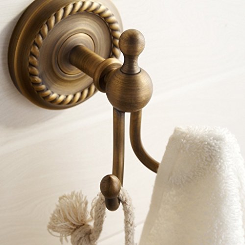 Weare Home Doppel-Hütehaken Mantelhaken Kleiderhaken, Retro Wand Gelb Messing Kupfer Bronze Antik, für Badezubehör - 6