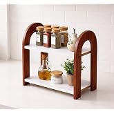 FireBees 2 Tier Kitchen Counter Organizer, Wooden Kitchen Organizer Rack for Spices & Storage, Kitchen Shelf Organiser Stand,