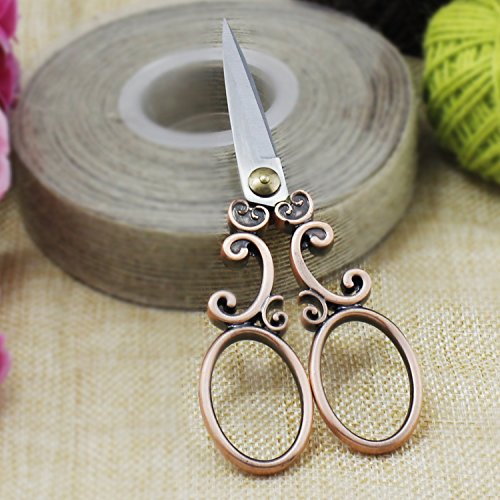 PsmGoods® Vintage antike Edelstahl-Kreuz-Stich Antike Nähschere Schere Old Style Blick Bronze DIY (Scissor 2R) - 3