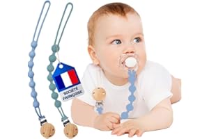 NEDIT Attache Tetine (2 Couleurs) Attache Sucette - Accroche Tétine Bebe - Lot De 2 Accroches - Tétines En Silicone Testées & Approuvées (Bleu/Vert)