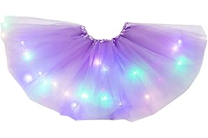QINMMSPORTS Jupe tutu pour femme - Lumière LED - Robe de princesse - Étoiles lumineuses - Décoration à paillettes - Jupe tutu - Jupe en tulle - Pour danse, fête, carnaval