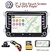 Produktbild 7in Doppel 2Din Autoradio DVD-Player Radio GPS SAT Navi Bluetooth Noten-kapazitiver Schirm Spiegel + Kamera für Volkswagen Skoda POLO Jetta VW Sagitar Touran Tiguan Golf Passat Santana Caddy Transporter