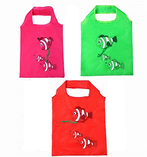 Anemonenfisch Faltbarer Einkaufs ÖKO Taschen Wiederverwendbare Farbe Random Packung mit 5 - 5