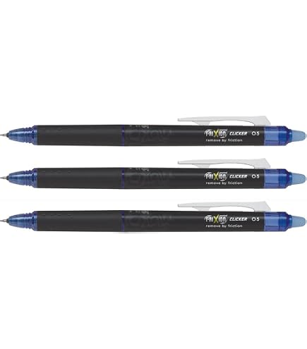 PILOT Frixion - Penna roller cancellabile, punta fine da 0,5 mm, colore: nero, con 3 ricariche