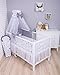 Produktbild Amilian® Baby Bettwäsche 7tlg Bettset mit Nestchen Kinderbettwäsche Himmel 100x135cm Gute Nacht Grau (Chiffonhimmel)