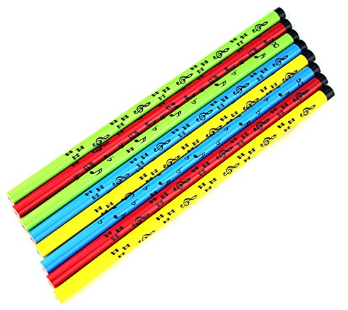 Bleistift bunt mit schwarzen Musikmotiven (8-Stück-Packung) – Schönes Geschenk für Musiker - 2