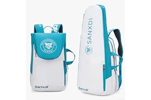 URPIZY Zaino per racchette da tennis da uomo e donna, zaino da squash, racchette da badminton, borsa da trasporto per computer portatile, scomparto per 2 racchette da badminton