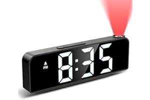 Kimroxi Projection Alarm Clock Bedside LED Digital Clock with 4 Adjustable Brightness, Snooze, Temperature, Date, Clock for Bedroom Office Home (Adapter Not Included)