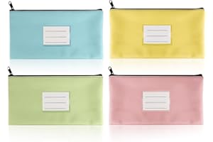 BNGXR Banktasche mit Reißverschluss, 4 Stück PU Bankmappe Geldbeutel Geldtaschen Farbe Zipper Kosmetiktasche für Visitenkarten Geldscheine（Gelb, Rosa, Grün, Himmelblau）