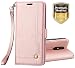 Produktbild Ferilinso LG Q7/ LG Q7 Plus/LG Q7 Hülle, Elegantes Retro Leder mit Identifikation Kreditkarte Schlitz Halter Schlag Abdeckungs Standplatz magnetischer Verschluss Kasten für(Roségold)