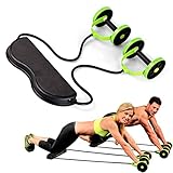 LIJJY Sport Core Double AB Roller Exercise Equipment,Professional Ab Wheel Roller Supports, Abdominal Workout Machine, Ideal Men Women Home Gym Coaster Pull Roda Waist Slimming Trainer