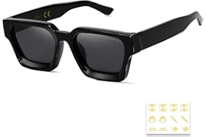 SHEEN KELLY Lunettes de soleil Hommes Femmes Rétro Carrée Cadre épais Rectangulaire Mode Classique Couleurs Nerdy Lunettes Simplistes