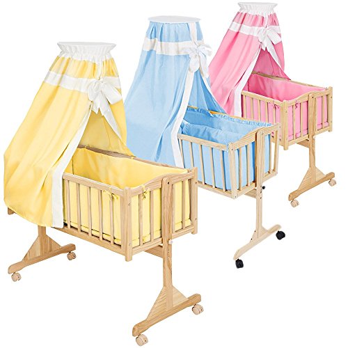 TecTake Complete baby crib bedding set canopy fits rocking / swinging cradle - different colours - (Yellow)