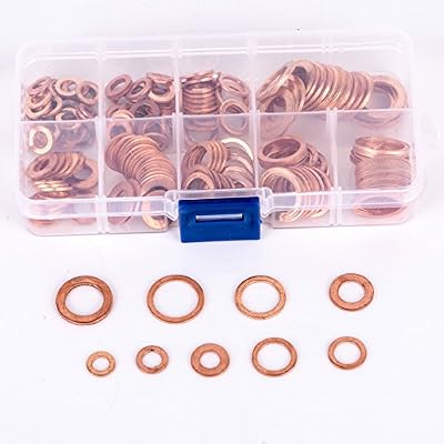 EAGLESTIME 200 pcs Rondelle Cuivre Flat Ring Assortiment M5-M14 avec Boîte