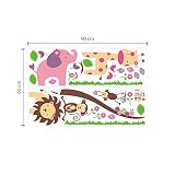 Zooyoo – Kinderzimmer Wandaufkleber Sticker Cartoon Elefant Löwe Zootiere Kunst, PVC, Mixed colour, 60wx90l - 4