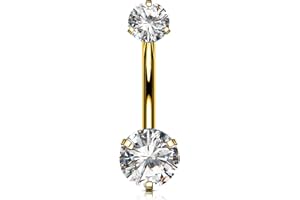 OUFER Body Piercing Internally Titanium Belly Button Bars 10/12/14/16mm Belly Bars 14G Extra Long Navel Piercing Jewellery Gold Navel Bars Belly Button Piercing Jewellery