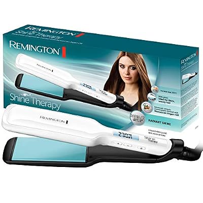 Remington Fer à lisser, Lisseur Professionel Shine Therapy, Plaques Flottantes Céramique Avancée Soin Anti-Frizz, Sur Cheveux Secs ou Mouillés - Accessoire inclus S8550