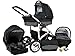 Produktbild +++ SALE Raff Largo System Kinderwagen Babywagen Buggy, Autositz Kinderwagen System 3 in1 + Wickeltasche + Regenschutz +Insektenschutz (Set 3w1: Wanne + Sportsitz + Babyschale, black-white points)