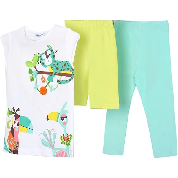 2 Leggings Mayoral Per Bambine - Cotone Comodo, Stampa Acqua