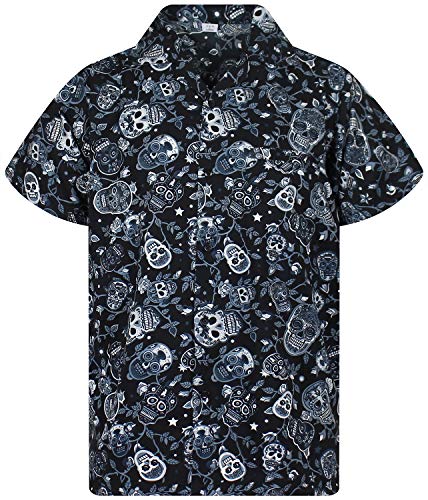 V.H.O. Funky Camisa Hawaiana, Skull, Grey, 5XL
