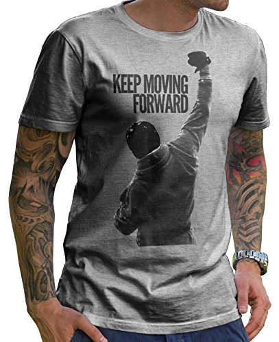 Stylotex Herren T-Shirt Basic Keep Moving Forward (3714), Farbe:Heather;Größe:L