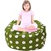 Produktbild Stuffed Animal Storage Bean Bag Chair, Premium Canvas and Extra Long Zipper Green and White Polka Dot-38"