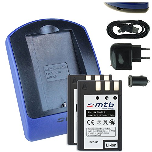 2 Batteries   Chargeur  USB Auto Secteur  pour EN-EL9 ENEL9   Nikon D40  D40x  D60  D3000  D5000
