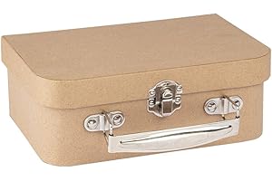 Ideen mit Herz Mallette de rangement - 18 x 12 x 6,5 cm - Avec surface en papier kraft - En papier mâché - Avec poignée en métal et fermeture en métal