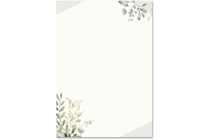 PAPER-MEDIA 50 fogli di carta da lettera decorati RAMI VERDI DIN A5 - Fiori & Petali