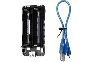 VooGenzek Bouclier de batterie 18650 avec câble USB, bouclier d'extension de batterie 3 V/1 A 5 V/2 A, chargeur micro USB de type B et port de type C, compatible avec Raspberry Pi, Arduino, Wemos