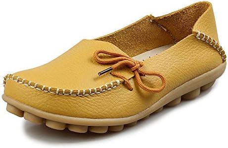 iLory Women's Casual Flat Shoes Leather Loafers Comfortable Driving Shoes Boat Shoes
