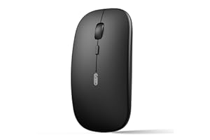 UINEER Souris Bluetooth sans Fil, Rechargeable (BT5.2 et 3.0) avec clic Silencieux, Souris Portable DPI à 3 Niveaux pour Ordinateur Portable, Ordinateur (Noir)